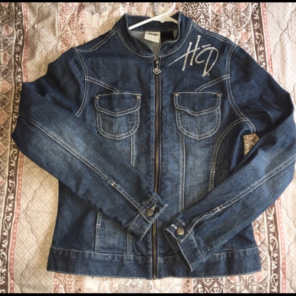 Harley Davidson embellished denim jacket